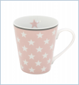 Krasilnikoff Happy Mug, kubek z uchem, różowy w białe gwiazdki