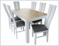 Stół skandynawski biały matowy z blatem dąb naturalny + 6 krzeseł stolmit meble