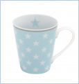 Krasilnikoff Happy Mug, kubek z uchem, niebieski w białe gwiazdki